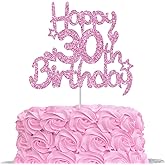 Pink Glitter Happy 30th Birthday Cake Topper for Women Dirty Thirty Decor Cheers 30 Funny Birthday Party Decorations Supplies