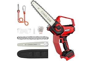 GUNOZE Mini Chainsaw for Miwaukee M18 Battery, 8-Inch and 6-Inch 2-IN-1 Cordless Electric Chain saw with Brushless Motor and Auto-Oiler, 800W Top Handle Chainsaw for Tree Pruning Wood Cutting(No Battery)