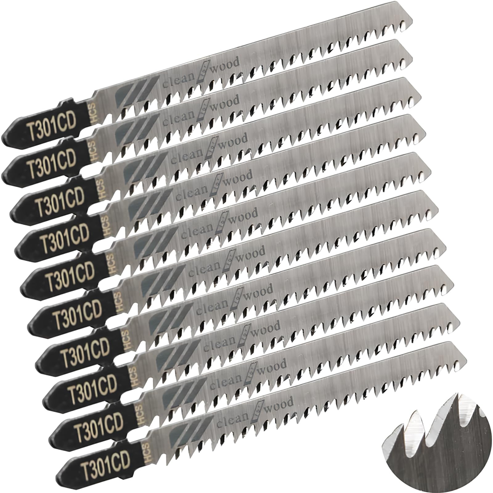 CESFONJER 10 Piece Jigsaw Blades Set with Storage Tube. Jigsaw Blade for Cutting Optimized for Cutting Wood, PVC, and Plastic.