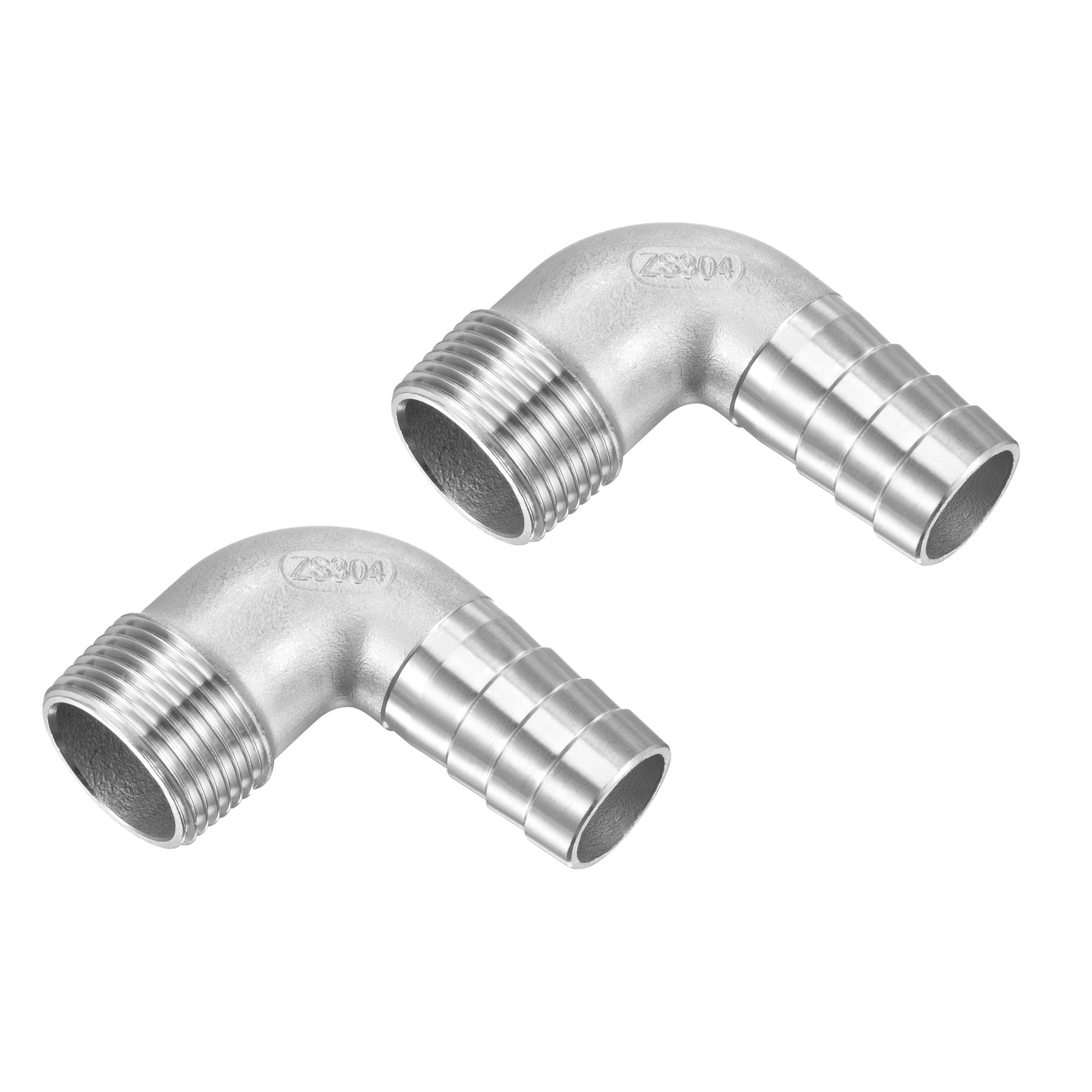 M METERXITY Hose Barb Fittings - 90 Degree Elbow Stainless Steel 32mm Pipe Connector Apply to Water Fuel (G1 Male Pipe)