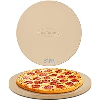 UNICOOK Heavy Duty Ceramic Pizza Grilling Stone, 15 Inch Round Baking Stone, Pizza Pan, Perfect for Oven, BBQ and Grill, Ther
