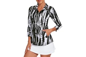 Viracy 3/4 Sleeve Womens Golf Shirts Quick Dry Quarter Zip Workout Tennis Polo Tops with Pocket