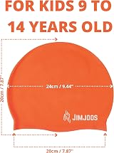 JIMJOOS Kids Swimming Cap Silicone 3–14 Years Anti-Slip Orange view 2