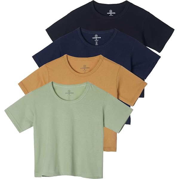 Riyiper 2-Pack Women's Crew Neck Slim Fit T-Shirts - Short Sleeve Stretch Crop Tops, Solid Colors (65% Cotton Blend)