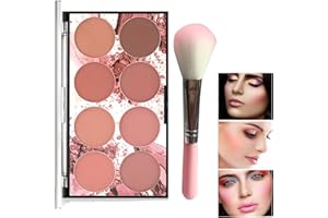 COOSA Makeup 8 Color Blush Palette, Contour and Highlight Matte Blush Powder Bright Shimmer Cosmetics Blusher Light Face Blush Palette with Blush Brush