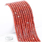 Natural Red Jasper Heishi Spacer Beads Loose Semi Precious Flat Round Gemstone Disc Shape Stone for Beading Jewelry Making 4x2mm 15.5"