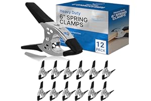 Online Best Service 12 Pack - 6" inch Spring Clamp Large Super Heavy Duty Spring Metal Black - 3 inch Jaw opening