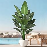 Fsslower Artificial Bird of Paradise Tree 7FT with 19 Leaves Lifelike Tall Large Faux Thick Banana Leaf Tropical Floor Plant 84 Inch Black Pot for Indoor Home Office Poolside Porch Store Corner Decor