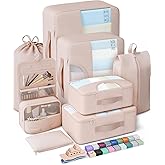 Veken 8 Set Packing Cubes, Cruise Ship Travel Essentials Accessories for Beach Vacation, Personalized Gifts for Women Mom Her, Suitcase Organizer Bags for Luggage with Hanging Toiletry Bag