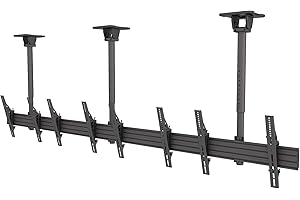 Kanto MBC411T Digital Signage Menu Board Ceiling Mount System with Tilting Arms for 40-Inch to 60-Inch TVs | Precision Leveling for Perfect TV Alignment | 4 TVs | Black