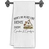 Elefeltclave Grandparents House Warming Kitchen Towels,Grandparents Gifts from Grandkids Dish Tea Towels for Kitchen,Grandma and Grandpa Gifts Decorative Hand Towel for Bathroom,16x24 Inch