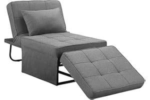 Saemoza Sofa Bed, 4in1 Multi Function Single Folding Ottoman Bed w/Storage Bag, Modern Sleeper Convertible Chair Adjustable Backrest Small Couch Bed for Living Room/Small Apartment,Light Gary Medium