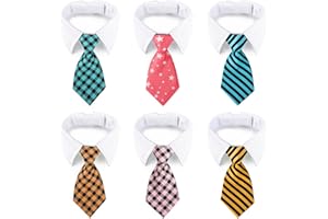 Segarty Cat Neck Tie, 6 Pack Cat Necktie with Suit White Collar Adjustable, Pet Tuxedo Costume Outfits for Male Boy Small Dogs Puppies Birthday, Valentine's Day, Wedding