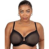 Curvy Couture Womens Sheer Mesh Full-Coverage Unlined Underwire Bra