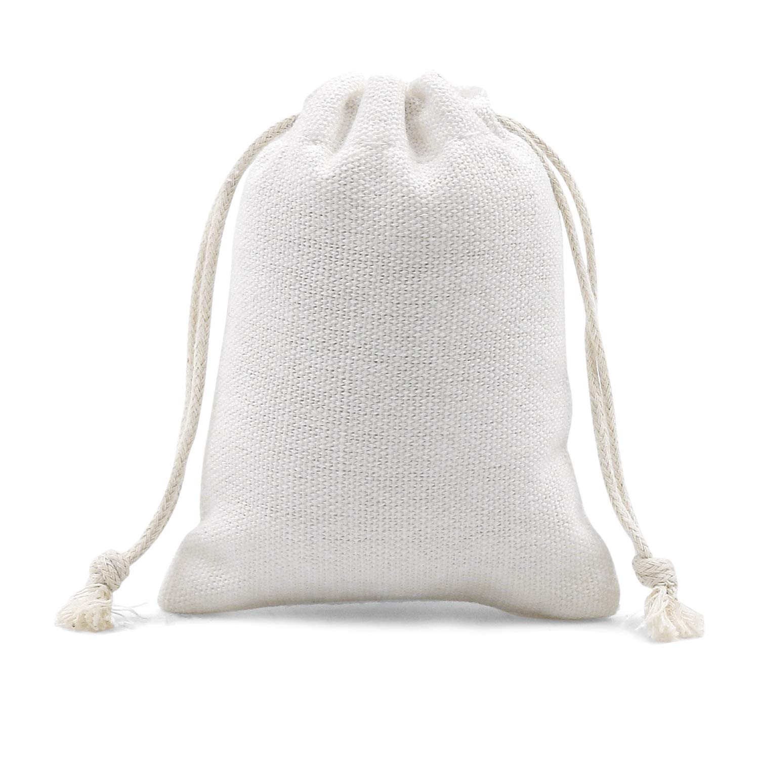 SumDirect 20Pcs Cotton Muslin Bags,White Mini lightweight Gift Bags Breathable Pouches with Drawstring Reusable Packing Storage Bags for Wedding, Party, Birthday (7x9cm)