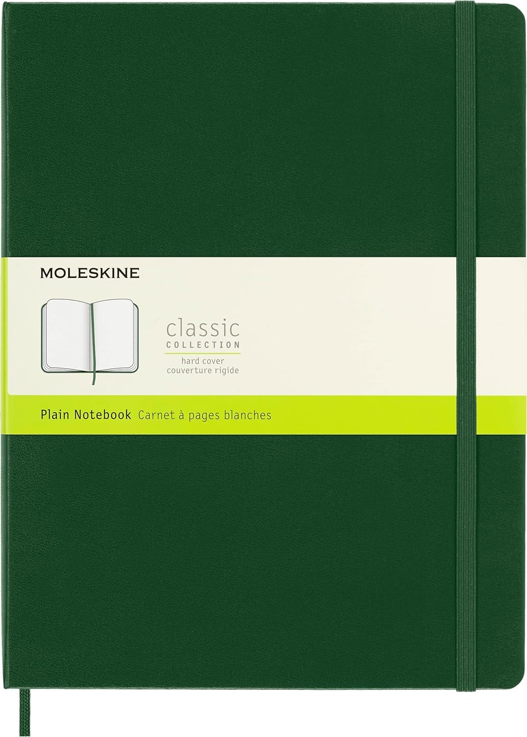 Moleskine Classic Notebook, Notebook With Plain Pages, Hard Cover and Elastic Closure, Myrtle Green, XL, 19 x 25 cm, 192 Pages