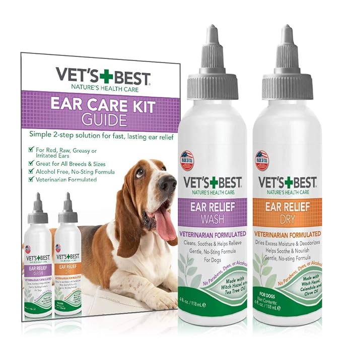 Vet's Best Ear Relief Wash & Dry, Two 4oz Bottles Amazon.in Electronics