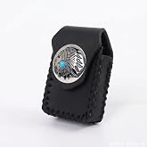 MCKDERWRILL Genuine Leather Lighter Pouch Handmade Vintage Lighter Sheath with Belt Loop Unique Metal Accent Protective EDC Leather Case for Men Gift