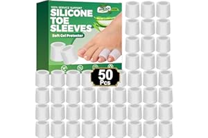 Aheroi Toe Protectors, 50 Count Silicone Toe Sleeves Toe Covers for Women, Big Pain Relief Pinky Toe Protector for Men, Gel Hammer Toe Cover for Cushions Corns Bunion Blisters Toenails Loss