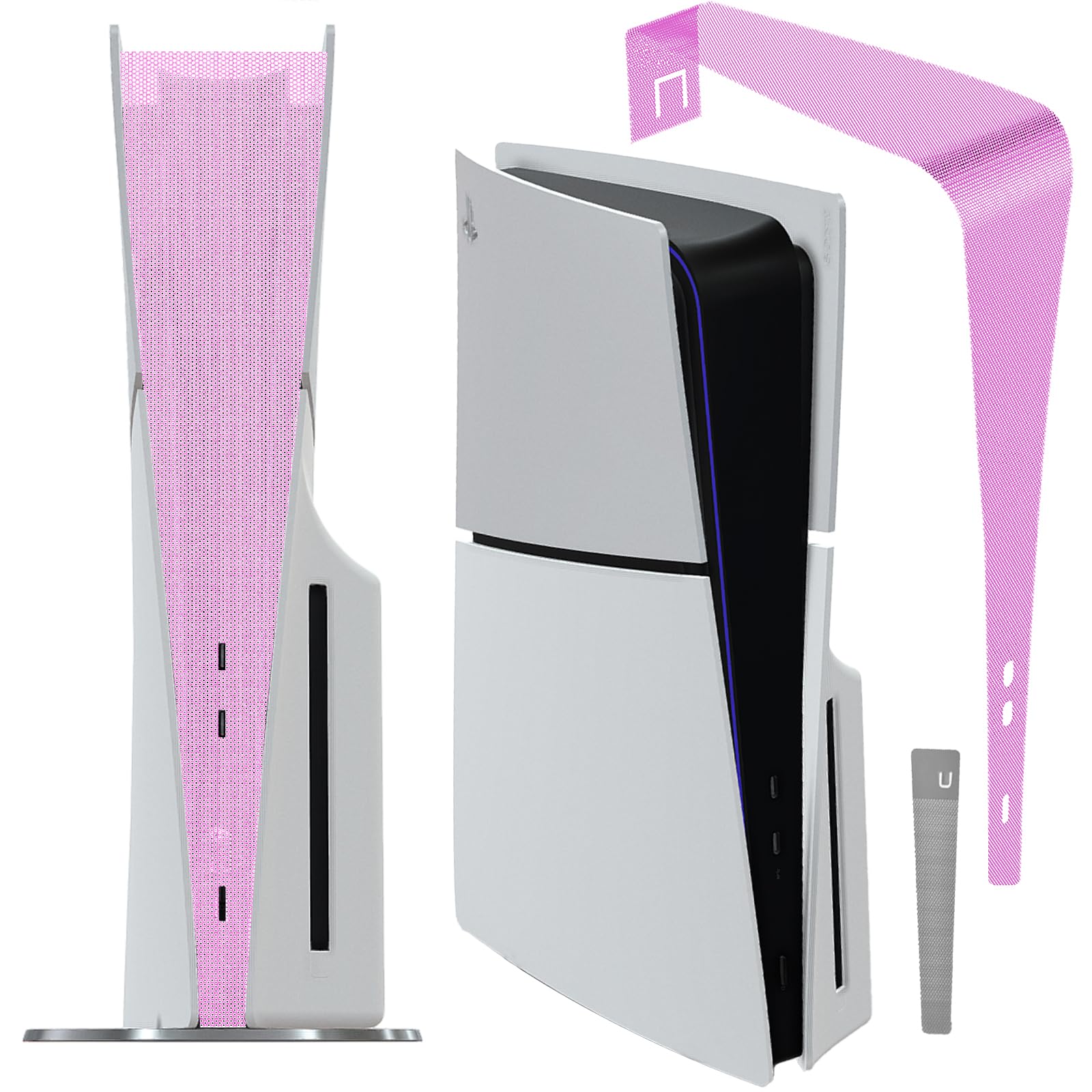 Photo 1 of Dust Cover Net for PS5 Slim Console (Short Version), New PS5 Slim Heatsink Barrier Pets Hair Anti-dust Cover Dustproof for PlayStation 5 Slim Optical Drive/Digital Version Accessories.(Pink)