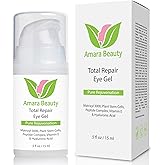Amara Beauty Eye Cream Gel for Dark Circles and Puffiness with Peptides & Hyaluronic Acid, 0.5 fl. oz.