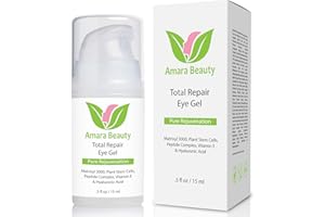 Amara Beauty Eye Cream Gel for Dark Circles and Puffiness with Peptides & Hyaluronic Acid, 0.5 fl. oz.