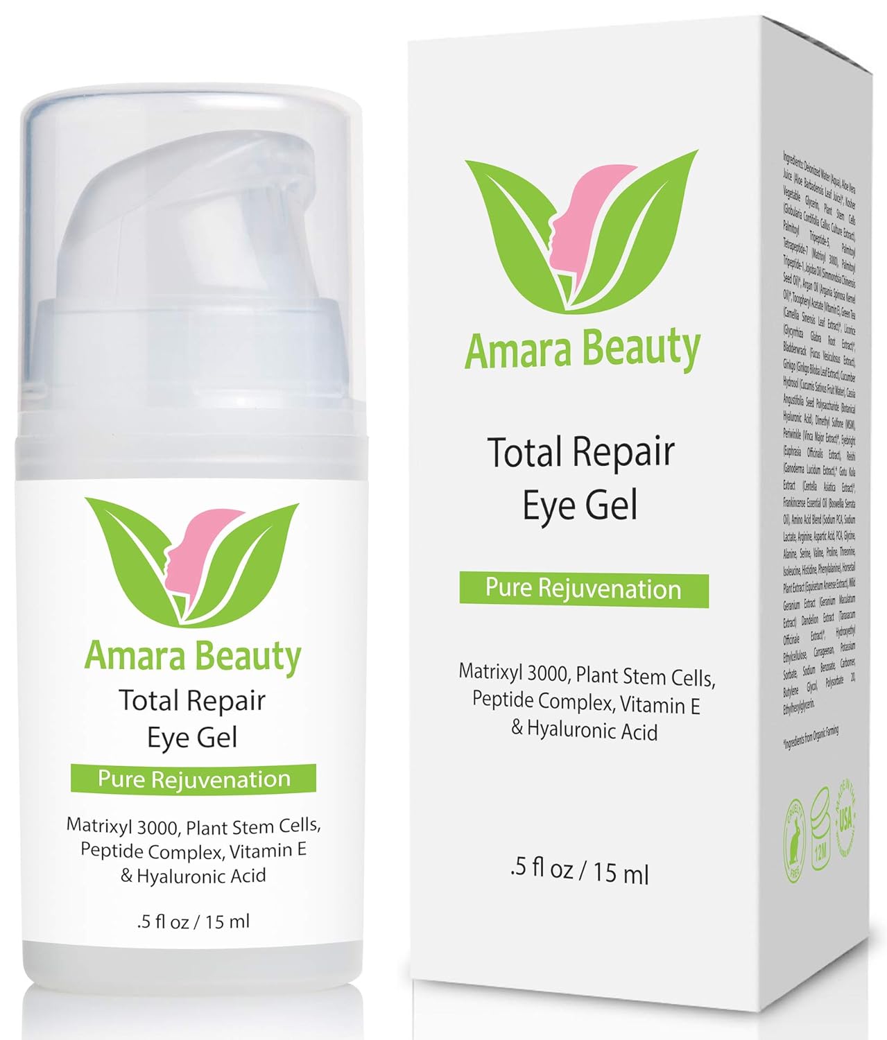 Eye Cream Gel for Dark Circles and Puffiness with Peptides & Hyaluronic Acid.5 fl. oz.: Beauty
