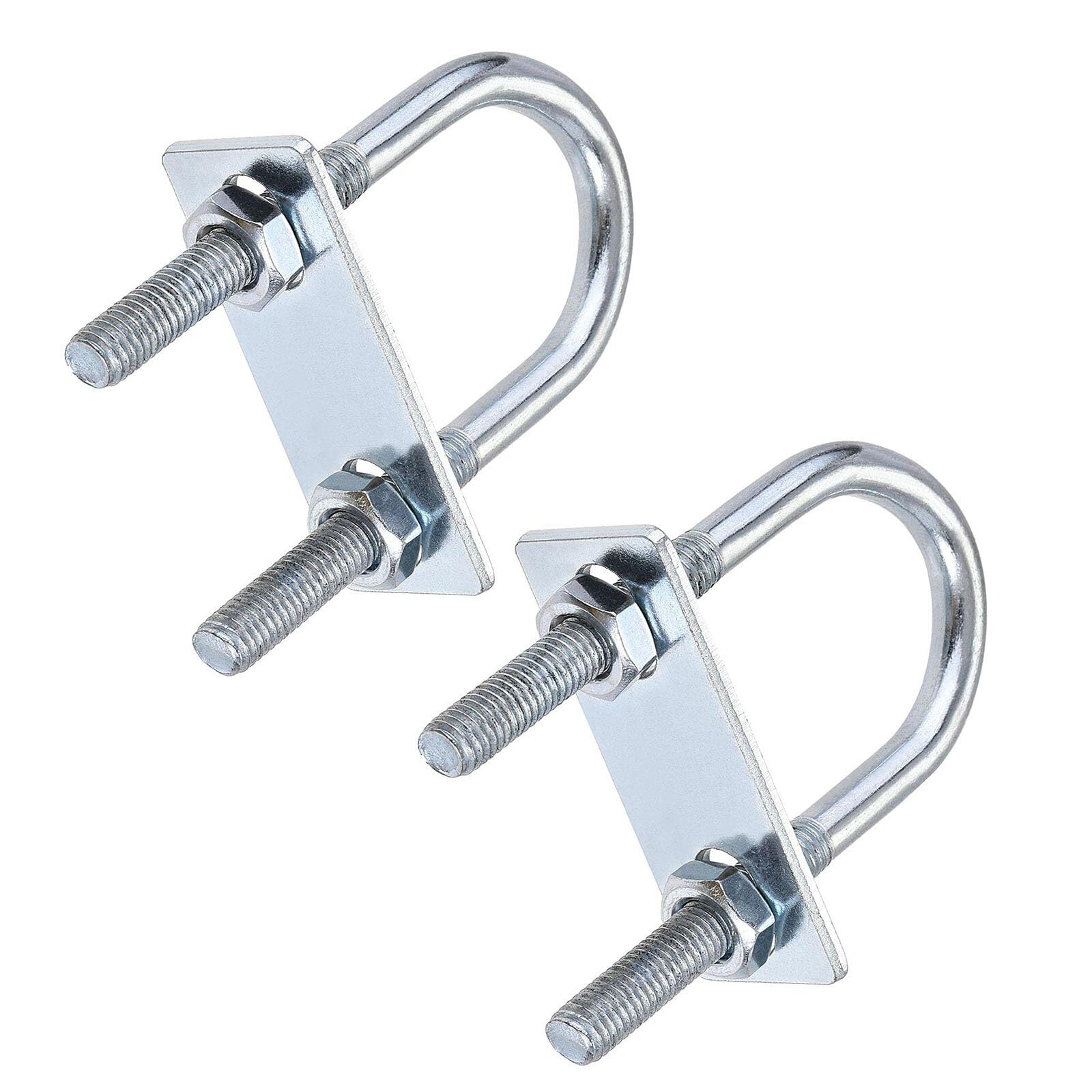 TOP-VIGOR 2 sets M8 Round U-Bolts, 31mm Inner Width 90mm Length Steel U-Bolts with Nut, Plate for Building Installations Mechanical Parts Connection Cehicles Ships