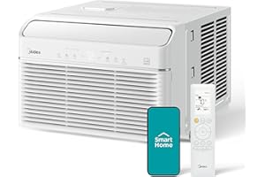 Midea 8,000 BTU Smart Inverter Air Conditioner Window Unit with Heat and Dehumidifier – Cools up to 350 Sq. Ft., Energy Star Rated, Quiet Operation, Electronic Controls, Remote Control, White
