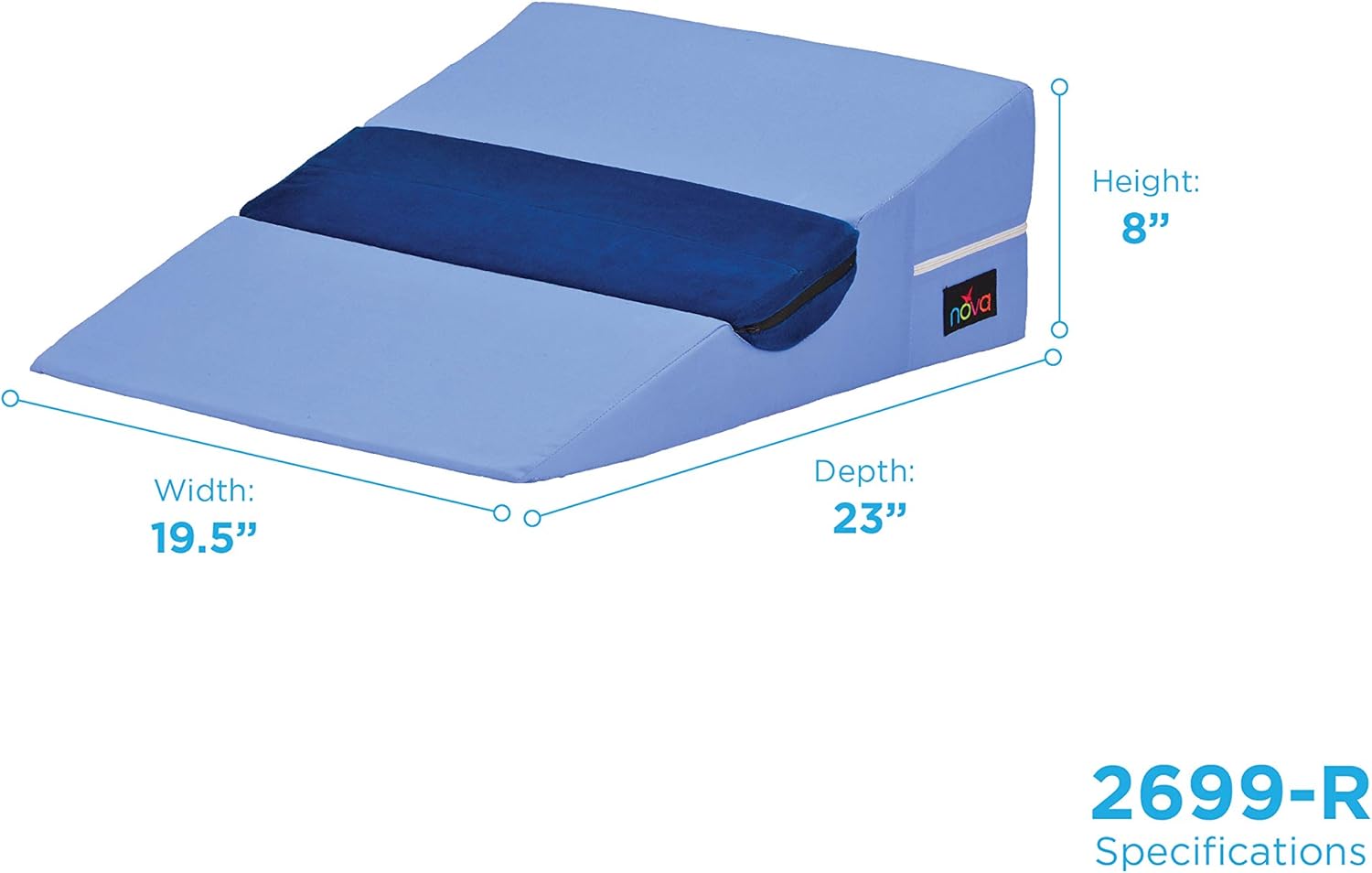 NOVA Bed Wedge for Back & Side Sleepers with Half Roll Pillow Insert, Bed Wedge with Cut Out for Side Sleepers, Combo Bed Wedge & Half Roll Pillow: Health & Personal Care