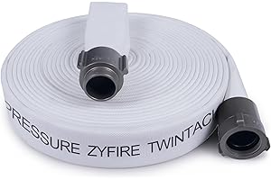 ZYfire Fire Hose - 1-1/2" ID x 50 FT Double Jacket EPDM Firefighter Hose with M x F NPSH Aluminum Couplings 1200 PSI Burst Pressure Lightweight for Firefighting & Residential Use