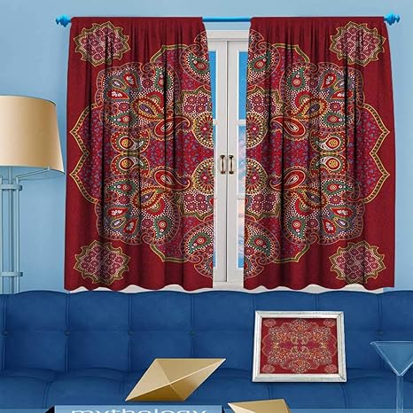 Amazon Com Prunus Blackout Curtain Red Paisley Floral Seamless