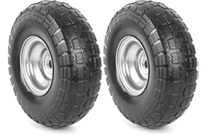 2 Pack 10" Solid PU Tires Wheels,10" Heavy Duty Solid Tire, Replacement 4.10/3.50-4" Flat Free Tire with 5/8" Bearings, 2.2" 