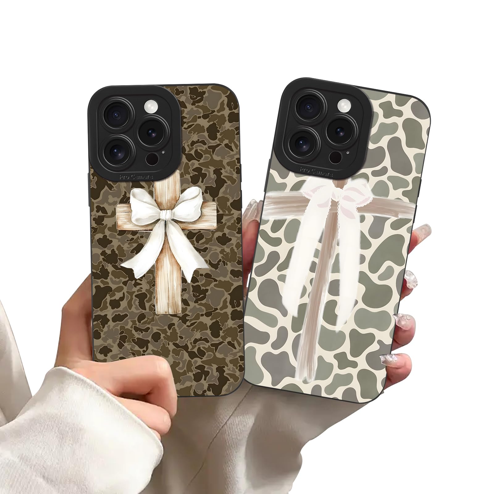 NBCDSUJ 2 Pack Christian Jesus Cross Bow Phone Case for iPhone 16 Pro Max Case Leopard Print Cheetah Pattern Shockproof Soft Protective for Women Men Phone Cover Funda for iPhone 16 Pro Max 6.9 Inch