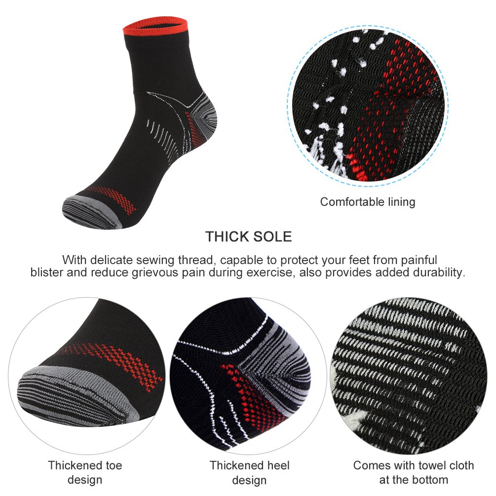 Vbiger 3 Pairs Womens & Mens Cushioned Athletic Socks Quick-dry Compression Ankle Socks Crew Socks