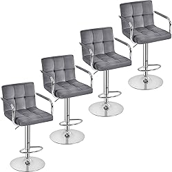 Yaheetech Velvet Bar Stools Set of 4, Adjustable