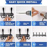 GlazieVault Stainless Steel Coat Hooks Wall Mount 2 Pack Black view 4