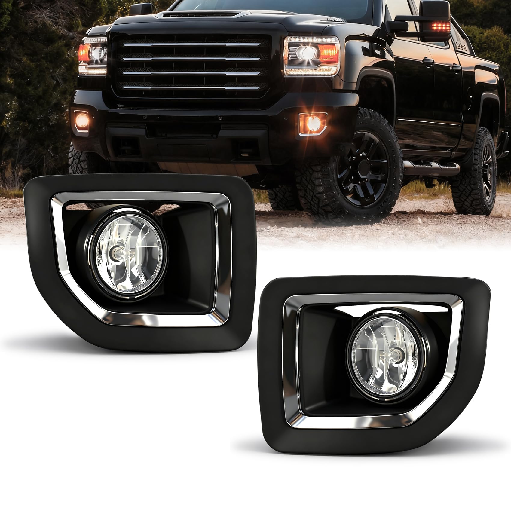 Photo 1 of OKSIWA Halogen Fog Lights for 2015–2019 GMC Sierra 2500HD/ 3500HD, Plug & Play Fog Light Assembly Replacement, IP67 Waterproof, Improved Visibility in Rain & Fog (No Wiring Harness)