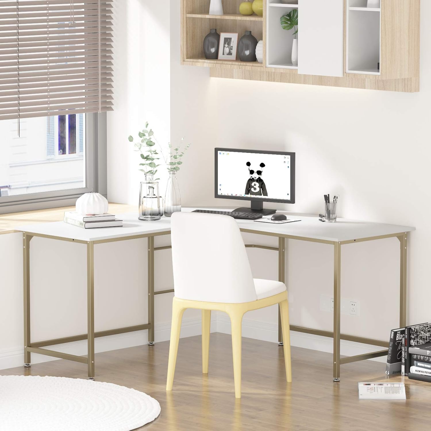 Elephance 59" Large L Shaped Desk Corner Computer Desk Gaming Table Workstation for Home Office: Kitchen & Dining