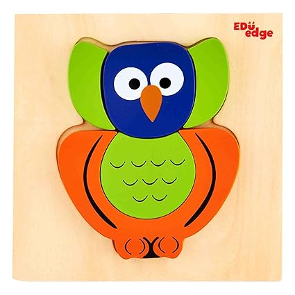 Eduedge Owl Puzzle. Made from high Quality Wood AMD Wood Composite.  Coated with Safe Paints for Children.  Smooth Edges and Corners