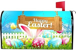 MEALAH Easter Rabbit Mailbox Cover - Cute Eggs Bunny Mailbox Covers Funny Mailbox Wraps Post Letter Box Cover Standard Size 18" X 21" for Holiday Garden Yard Decor (no Magnetic)