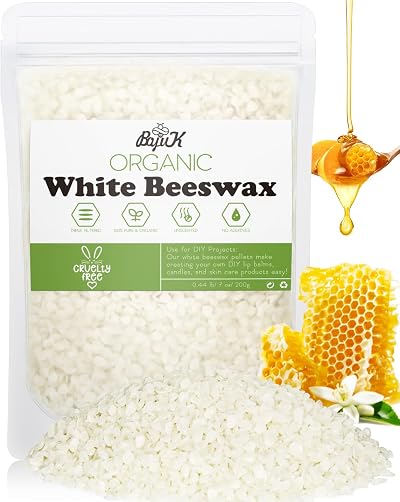 BOYUJK White Beeswax Pellets 200g Cosmetic Grade Candle Making Eco Friendly