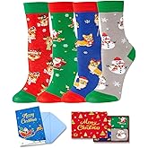 HAPPYPOP Christmas Socks for Kids Teens - Unisex Xmas Sock Gift for Adult & Kids 4 Pack