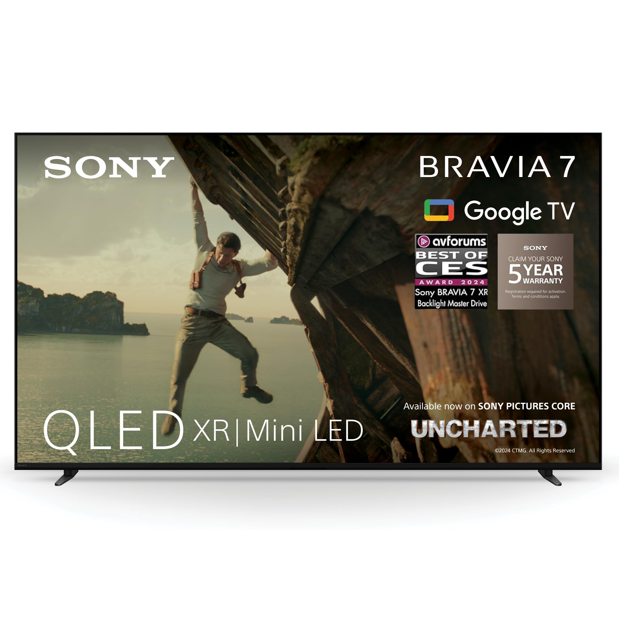 Sony BRAVIA 7 QLED (XR l Mini LED), K65XR70, 65 Inch 4K HDR Google Smart TV, Gaming Features for PlayStation 5, IMAX Enhanced, Dolby Vision Atmos, Chromecast, AirPlay, 120Hz, 5 Year Warranty