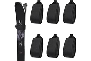 UOMIO 6 PCS Ski Fastener Straps Adjustable, Ski Straps, Ski Straps for Carrying, Ski Bands Tapes with Protector Pads Adjustable, Ski Fastener Straps for Ski Boards Poles Winter Sports Accessories Black