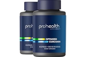 ProHealth Turmeric Curcumin Supplement: 285 Times More Bioavailable- Developed by Neuroscientists. 1000 mg Concentrated Longvida Curcumin Extract Per Serving (60 X 500mg Capsules/Bottle) 2 Pack