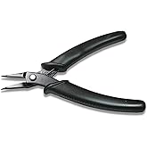 The Beadsmith Hi-Tech Chain Nose Pliers, 5.5 inches (140mm) with high carbon steel head, black comfort grip handle with spring, tool for jewelry making, electronics or micro mechanics