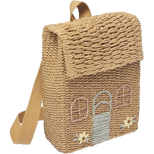 Amazon.com: Handwoven Straw Backpack with Floral Embroidery  display picture 1