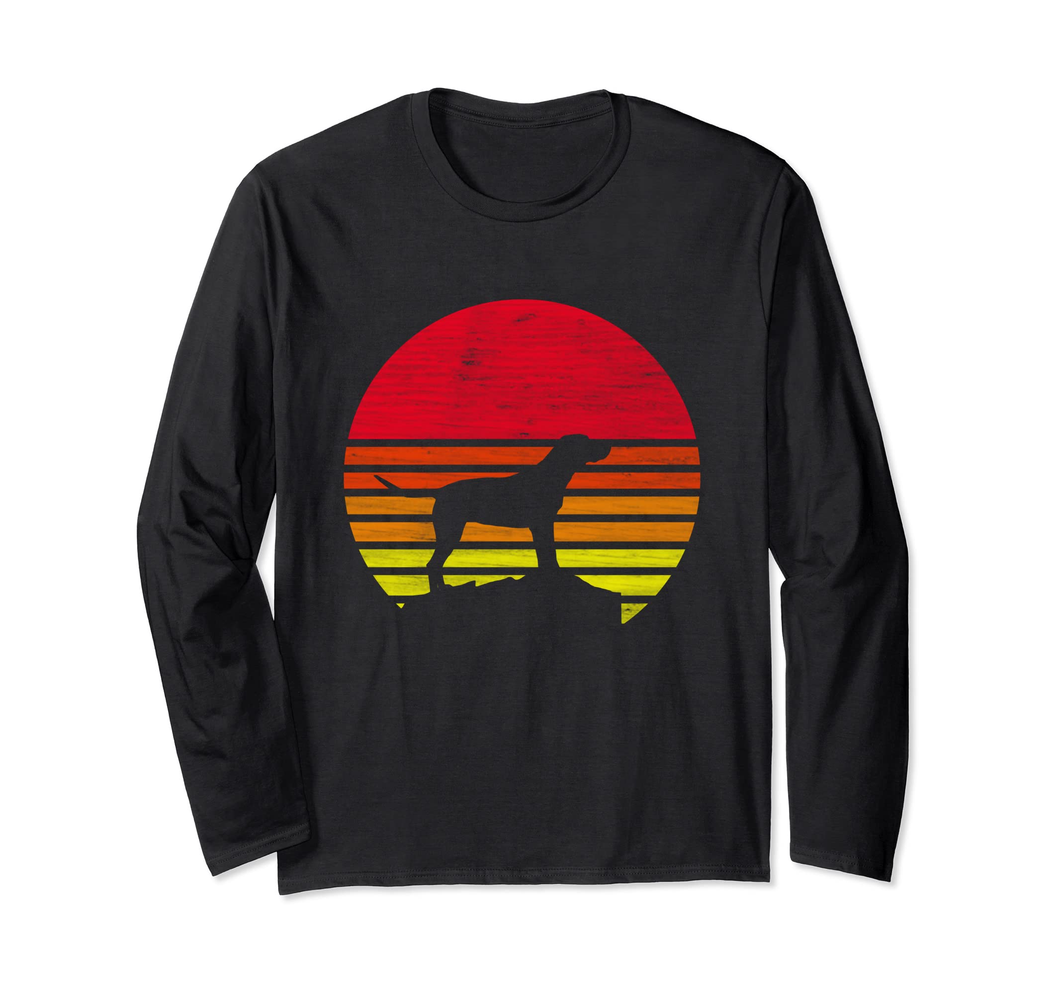 Retro Labrador Dog Silhouette Long Sleeve T-Shirt