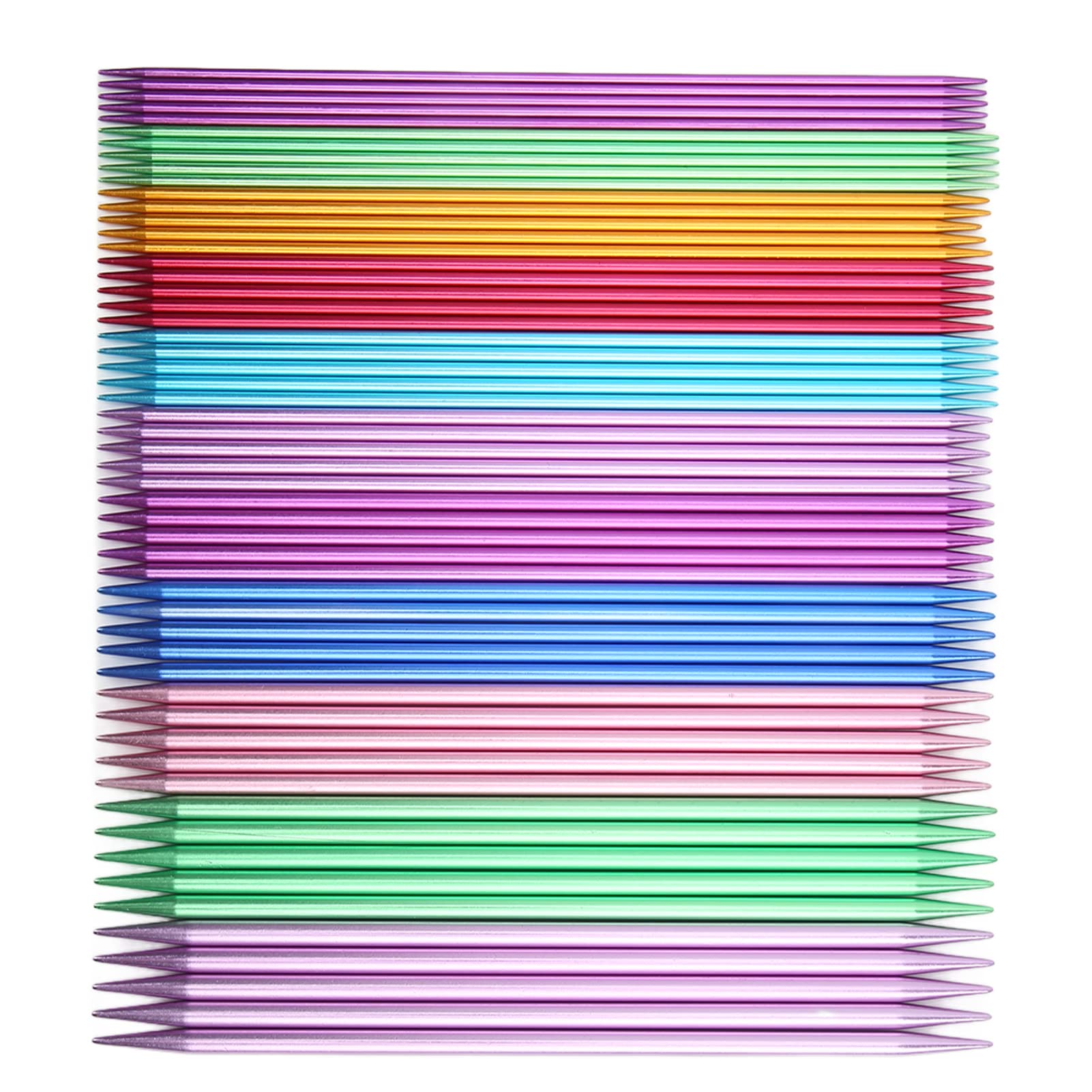 HUSHUI 55pcs Knitting Needles Aluminum Material Double Pointed Ergonomic Design 20cm/7.9in Metal Weaving Needles for Household
